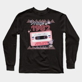 Vintage 1982 Limited Edition Music Cassette Birthday Gift Long Sleeve T-Shirt